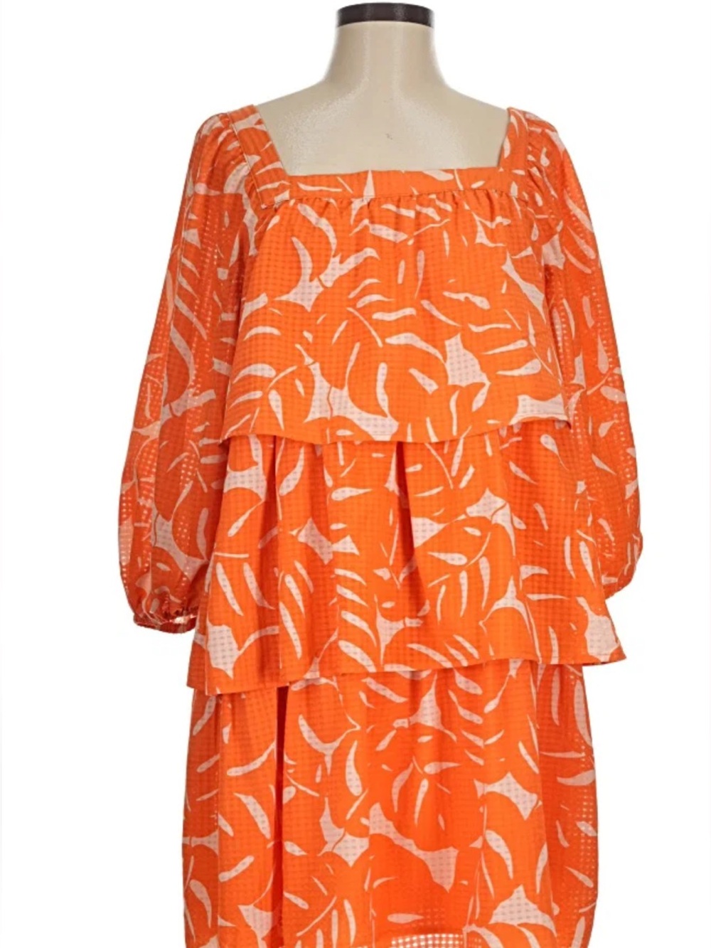 Who What Wear Orange Floral Tiered Peasant Dress